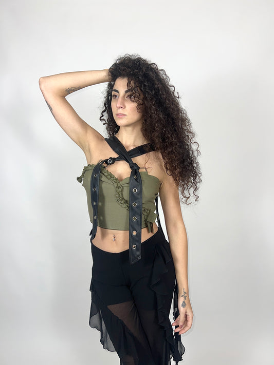 DIVENIRE crop top/borsa spallini cambiabili