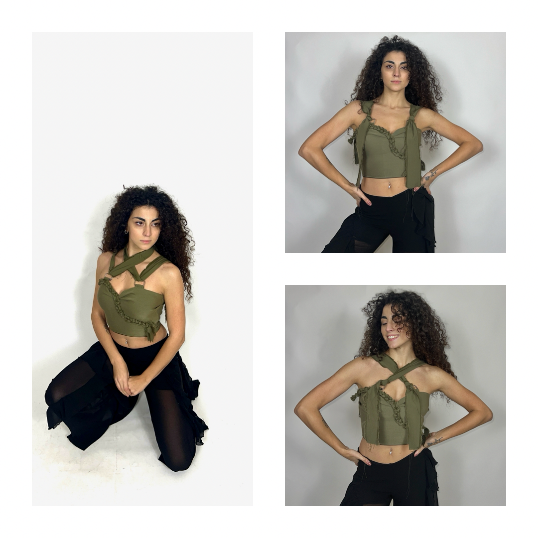 DIVENIRE crop top/borsa spallini cambiabili