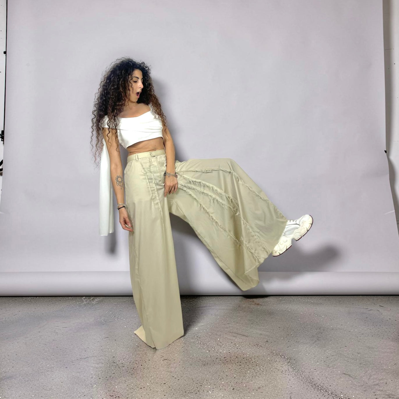 AISHA-asymmetric handmade pants