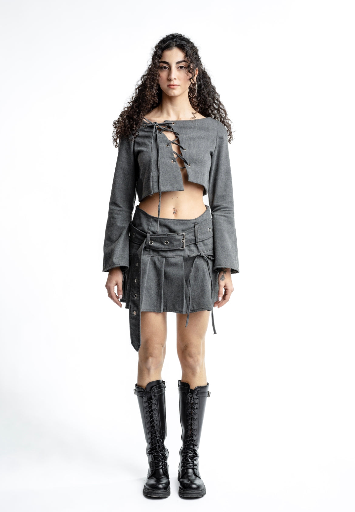 GENERIS- crop top e gonna a pieghe