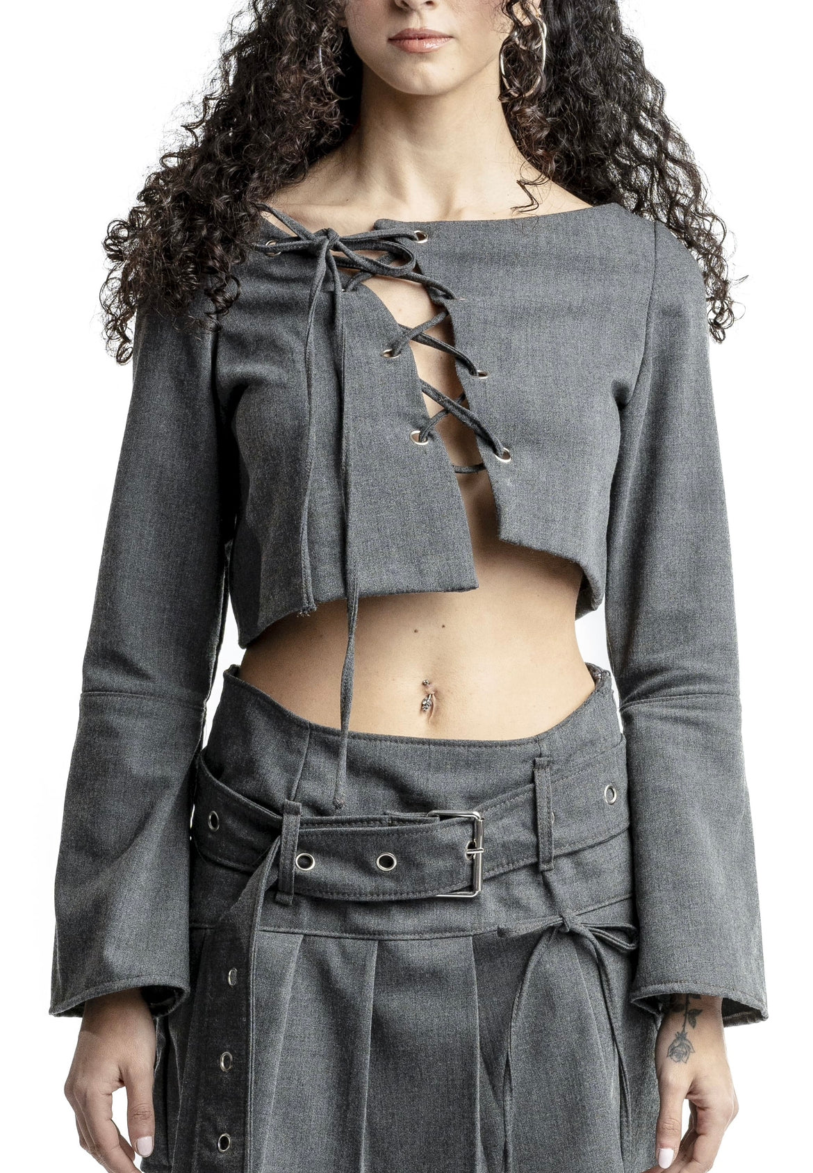 GENERIS- crop top e gonna a pieghe