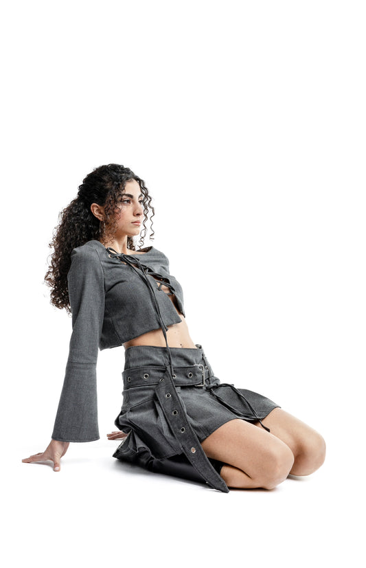 GENERIS- crop top e gonna a pieghe